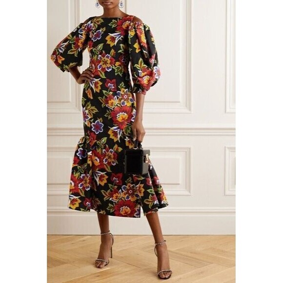 NWT. $3435 CAROLINA HERRERA Cold-shoulder midi dress Sz 6 - Picture 2 of 16